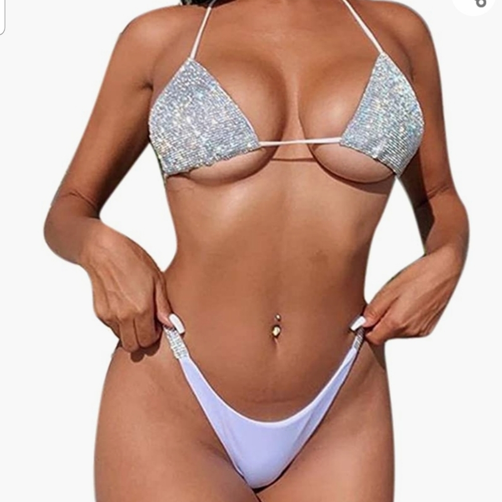 Just ARRIVED!!2022Crystal rhinestone micros bikini thong swi…